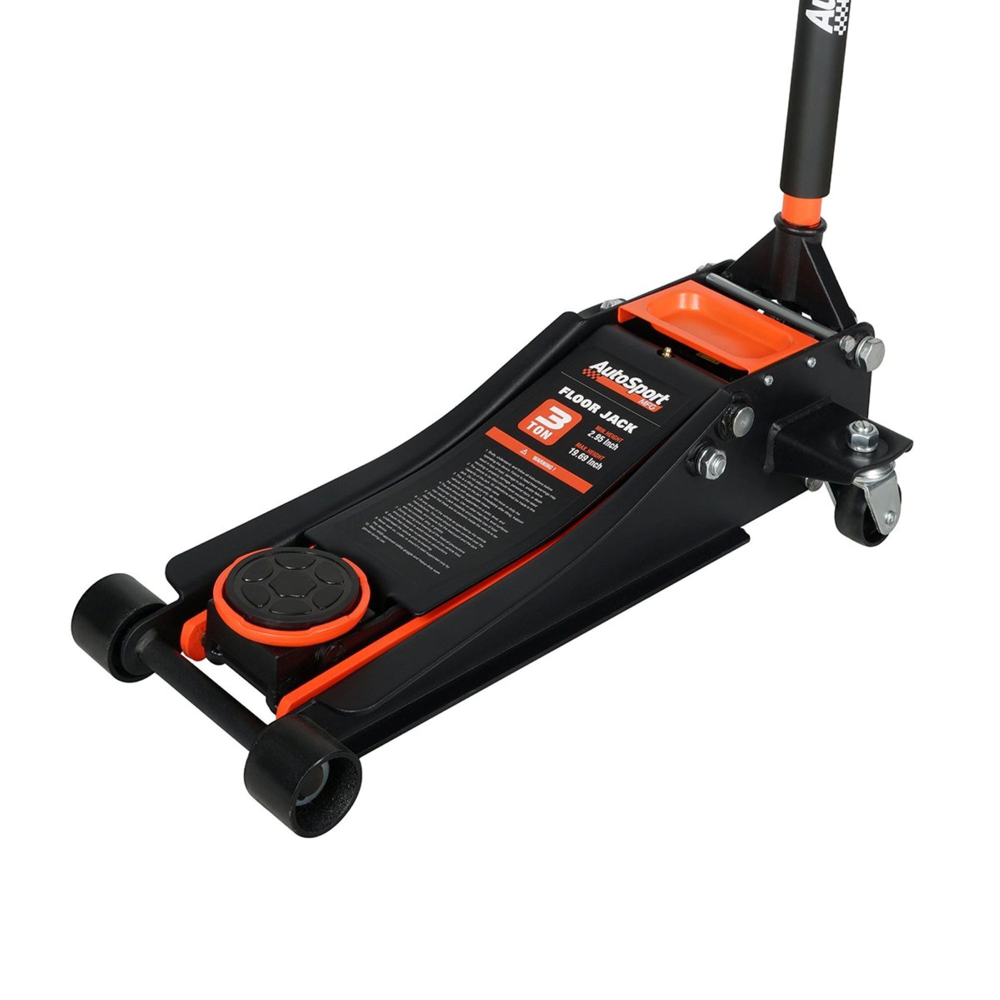 AutoSport Extra-Low Service Jack — 3 Ton, 3 1/8in. to 19 3/4in. Height, Double Pump Design, 70 Lbs., Model# ASM5603